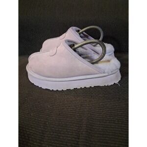 Ugg Disquette Platform Suede Shearling Slippers Size US 7 Womens Lilac Bloom